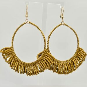 Ink + Alloy Handmade Fringe Hoop Seed Beads Kendra Earrings 2''